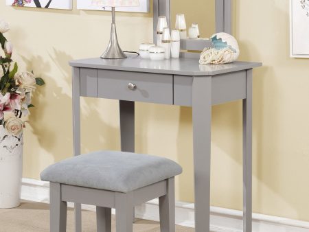 Grey Slim Design Storage Vanity Set- Includes High Quality Foam Stool- Model 8137GY on Sale