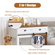 Heavy Duty Furniture Style Dog Cage Wooden Dog Cage Double Door Dog Cage Side Cabinet Dog Cage Dog Crate - Walnut   White Hot on Sale