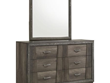 Janine - 6-Drawer Dresser With Mirror - Gray For Cheap