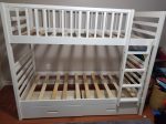 White Solid Wood Twin Over Twin Storage Bunk Bed- Converts Into 2 Beds- Includes Drawers- Model #110 Online now