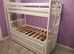 White Solid Wood Twin Over Twin Trundle Bunk Bed & Storage Drawers- Model #1842 Supply