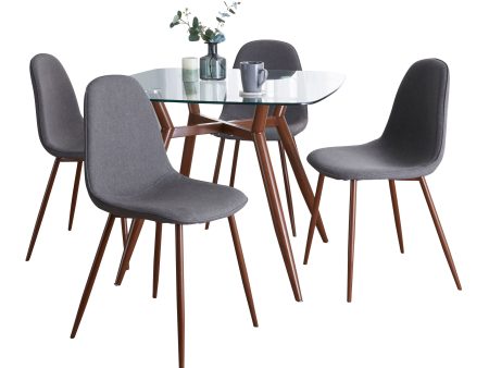 Clara Pebble - 5 Piece Square Tabletop Mid Century Modern Dining Set Fashion