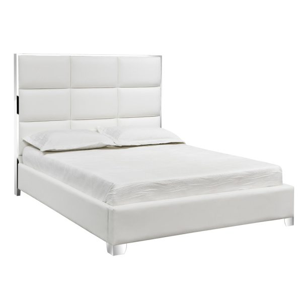 White Leather Chanel Tufted Bed- Queen or King- Model Blair Online Sale