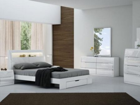 White Storage Bedroom Set With LED Lights- Double, Queen or King- Model Phoebe Supply