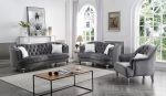 Velvet Grey Sofa Set- Includes Throw Pillows- Model Maxine Online