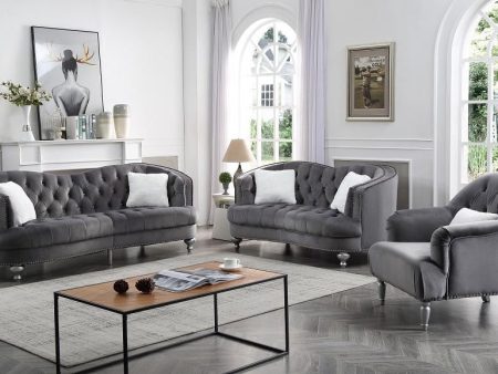 Velvet Grey Sofa Set- Includes Throw Pillows- Model Maxine Online