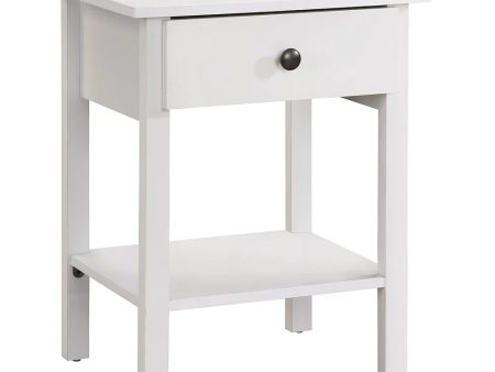 White Wood Starter Nightstand- Model #3431 Hot on Sale