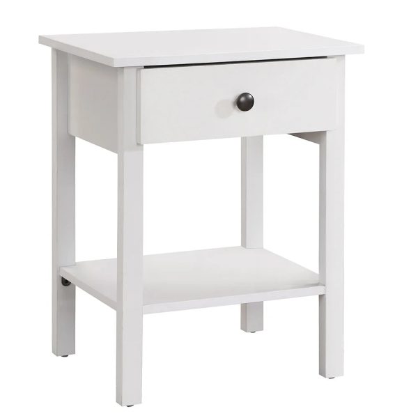 White Wood Starter Nightstand- Model #3431 Hot on Sale