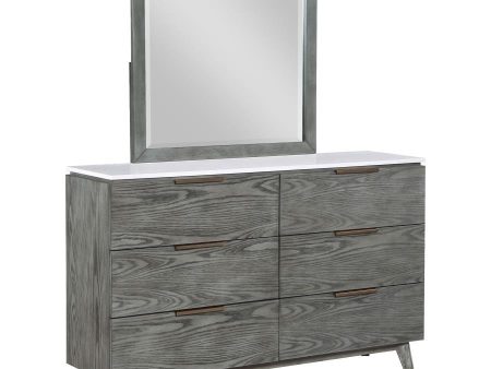 Nathan - 6-Drawer Dresser With Mirror - Gray Online now