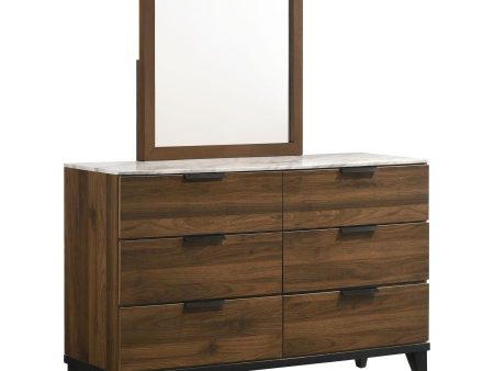 Mays - 6-Drawer Dresser With Mirror - Walnut For Discount