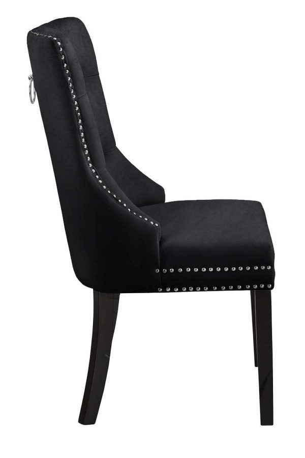 2, 4 or 6 Black Velvet Dining Chairs with Nail Head Details- Model #1221 Cheap