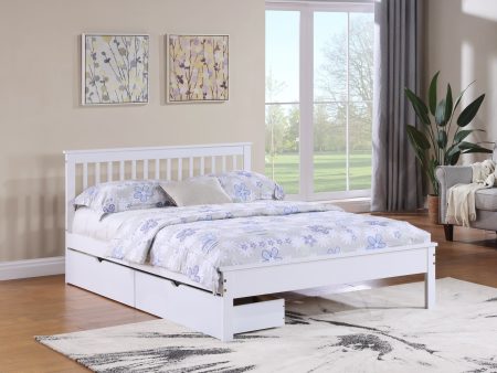 White Solid Wood Mission Storage Platform Bed- Single or Double - Model #415 Cheap