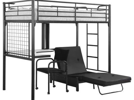 Jenner - Metal Twin Futon Workstation Loft Bed - Black Online Hot Sale