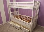 White Solid Wood Twin Over Twin Trundle Bunk Bed & Storage Drawers- Model #1842 Supply