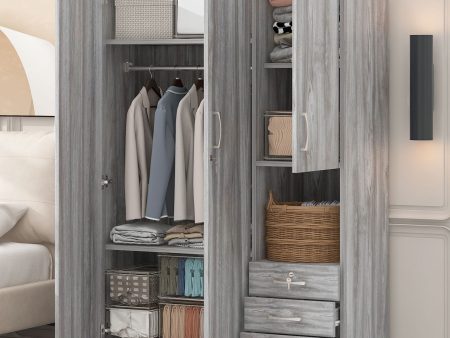 2 Doors Wooden Wardrobe Storage For Bedroom, With Shelves And 3 Drawers For Discount