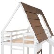 Wood Twin Size House Bunk Bed With Roof, Ladder And Slide - White   Brown For Cheap