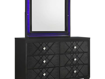 Penelope - 6-Drawer Dresser With Mirror - Midnight Star Online Hot Sale