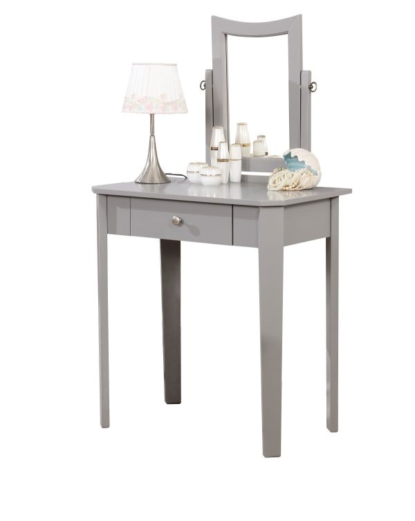 Grey Slim Design Storage Vanity Set- Includes High Quality Foam Stool- Model 8137GY on Sale