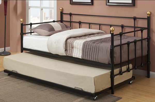 Black & Bronze Metal Trundle Day Bed- Single Over Single- Trundle Optional- Model #311 Online Hot Sale