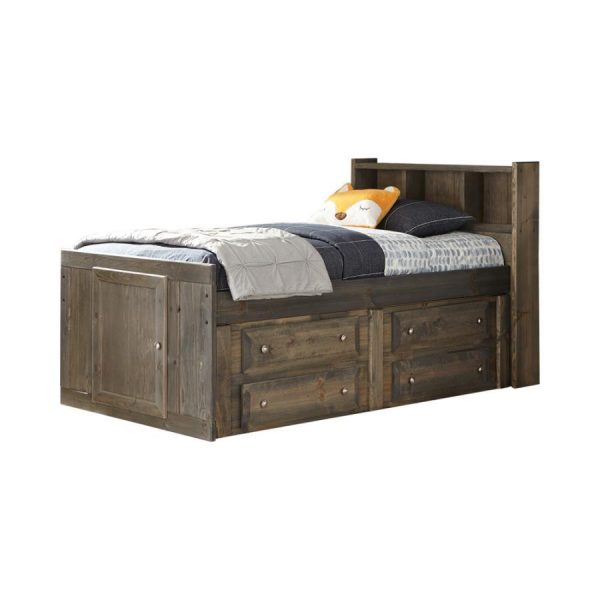 Wrangle Hill - Wood Twin Storage Bookcase Bed - Gunsmoke Online Sale