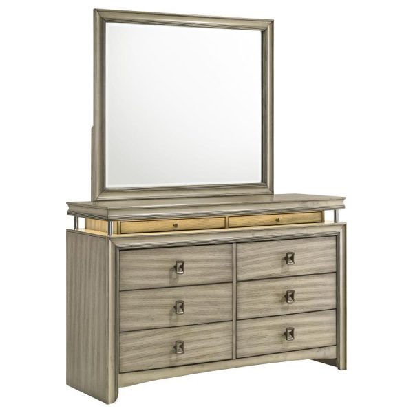 Giselle - 8-Drawer Dresser With Mirror - Rustic Beige Discount