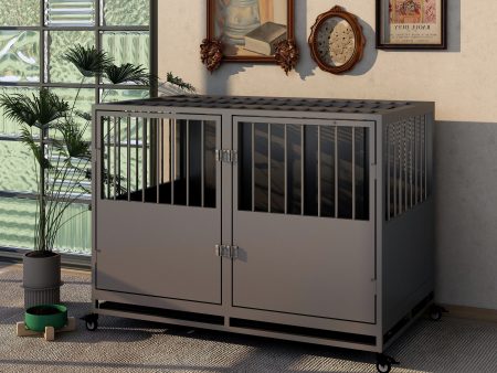 Heavy Duty Dog Crate - Silver Gray Cheap