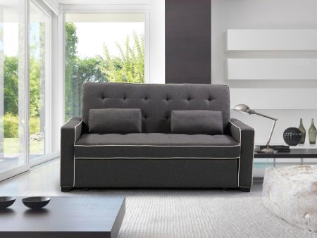 Grey & White Fabric Pull Out Sofa Bed - Includes Throw Pillows- Model #945 Online now