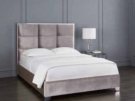 Grey Velvet Chanel Tufted Bed- Queen or King- Model Blair on Sale