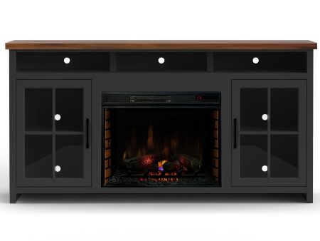 Essex - Fireplace TV Stand Console For TVs Up To 85  - Black, Whiskey For Sale