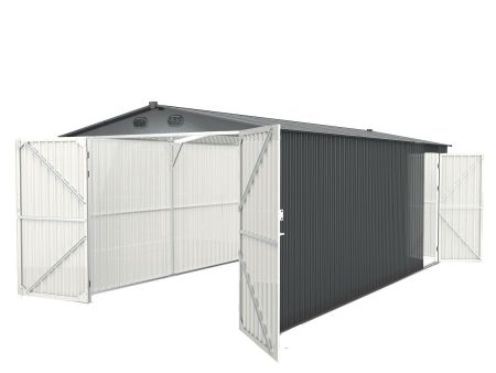 Industrial - 20  x 10  Heavy Duty Metal Garage Shed - Dark Gray Cheap