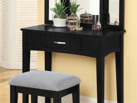 Black Slim Design Vanity Set- Includes High Quality Foam Stool- Model F4049BK Online now