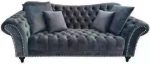 Dark Grey Velvet Tufted 3 Seater Sofa- Fire Resistant- Includes Throw Pillows- Model #6157 Supply