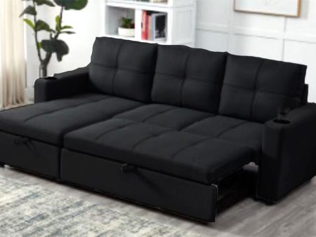 Black Pull Out Sectional Sofa Bed With Storage In Chaise- Model Kiss Cheap