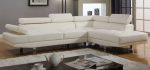 White Leather Sectional Sofa With Adjustable Headrests- Model Jenny For Sale