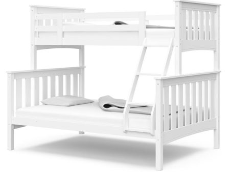 White Twin Over Full Solid Wood Bunk Bed- Model LB661 Sale