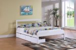 White Solid Wood Ladder Storage Bed- Single or Double - Model #416 Fashion