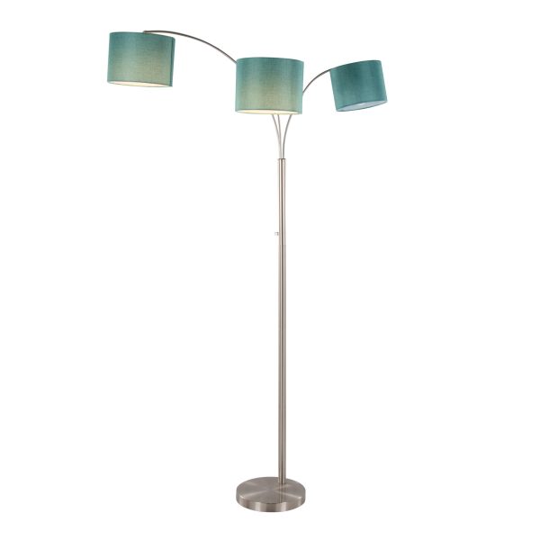 Willow - Trio Contemporary Floor Lamp - Nickel   Turquoise Online Hot Sale