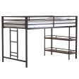 Adam - Junior Twin Loft Bunk Bed With Cinnamon Wood Shelf - Black For Discount