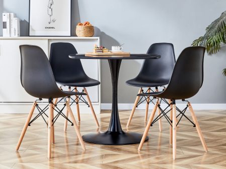 5 Pieces Dining Set Table Metal Leg Dining Table For 4 - 6 People With MDF Table Top, Pedestal Dining Table, End Table Leisure Coffee Table - Black on Sale