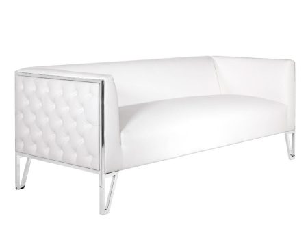 White Leather Loveseat- Model Vermont on Sale