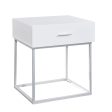 White & Silver Storage Nightstand- Model #3401 For Discount