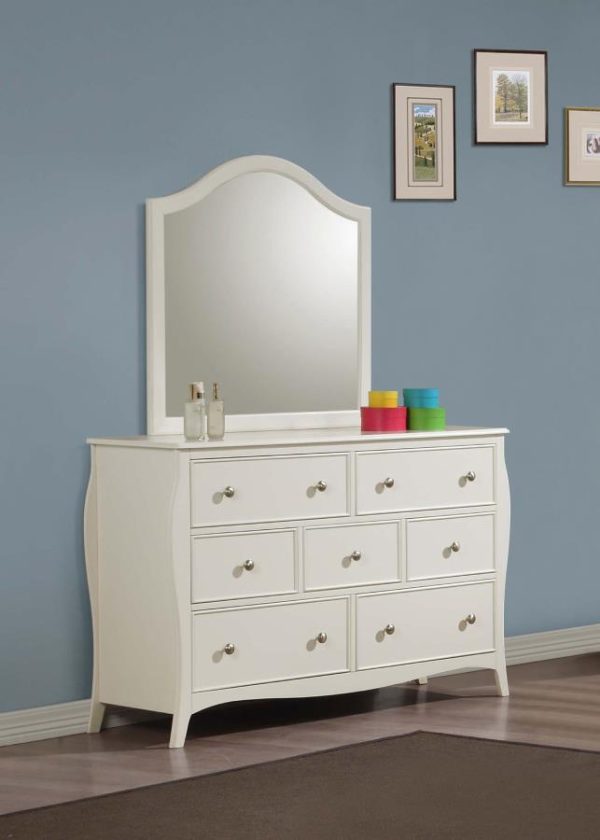 Dominique - 7-Drawer Dresser With Mirror - Cream White Hot on Sale