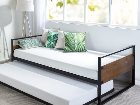 Zinus Bed Frame Suzanne Pull Out Metal Wood Bed Hot on Sale