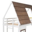 Wood Twin Size House Bunk Bed With Roof, Ladder And Slide - White   Brown For Cheap