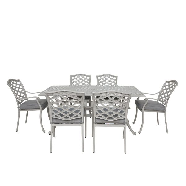 Modern Outdoor 7 Piece Aluminum Dining Set - Basalt Discount