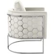 White Honeycomb Accent Chair with Chrome Frame & Legs- Model Honey Online now