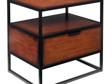 Walnut 1-Drawer Nightstand End Table- Model Victoria Cheap