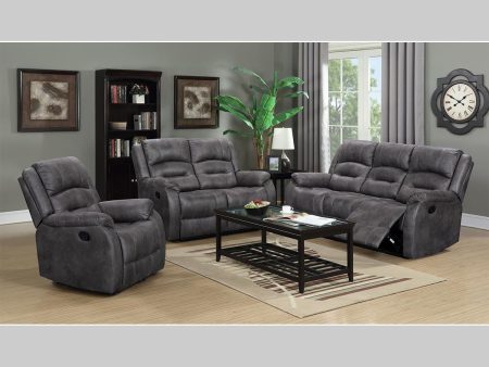 Grey 3 PC Fabric Recliner Set- With High Backing & Thick Padding- Model Larissa on Sale