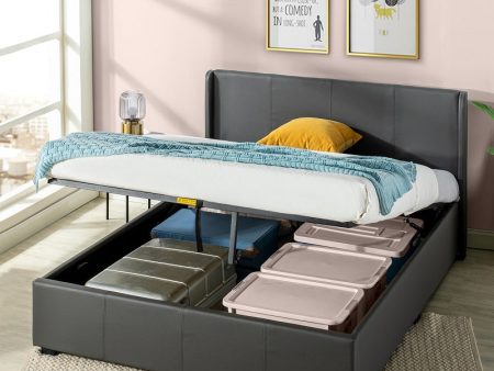 Zinus Maddon Upholstered Platform Bed with Storage Supply