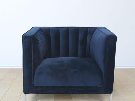 Blue Rich Soft Suede Fabric Chair- Model Arthur Online Hot Sale